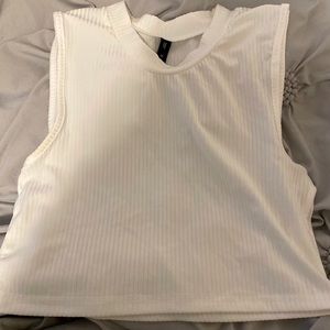 Zaful White Turtle Neck Tank Top